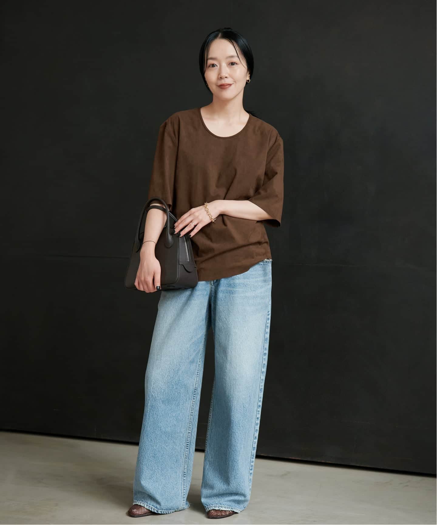 plage 《予約》R'IAM スウェードライクTEE プラージュ トップス カットソー・Tシャツ ブラウン ベージュ