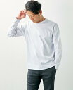 MEN'S MELROSE シルケットスムースクルーネックロングスリーブTシャツ メンズメルローズ トップス カットソー・Tシャツ ホワイト グレー ブルー ブラック