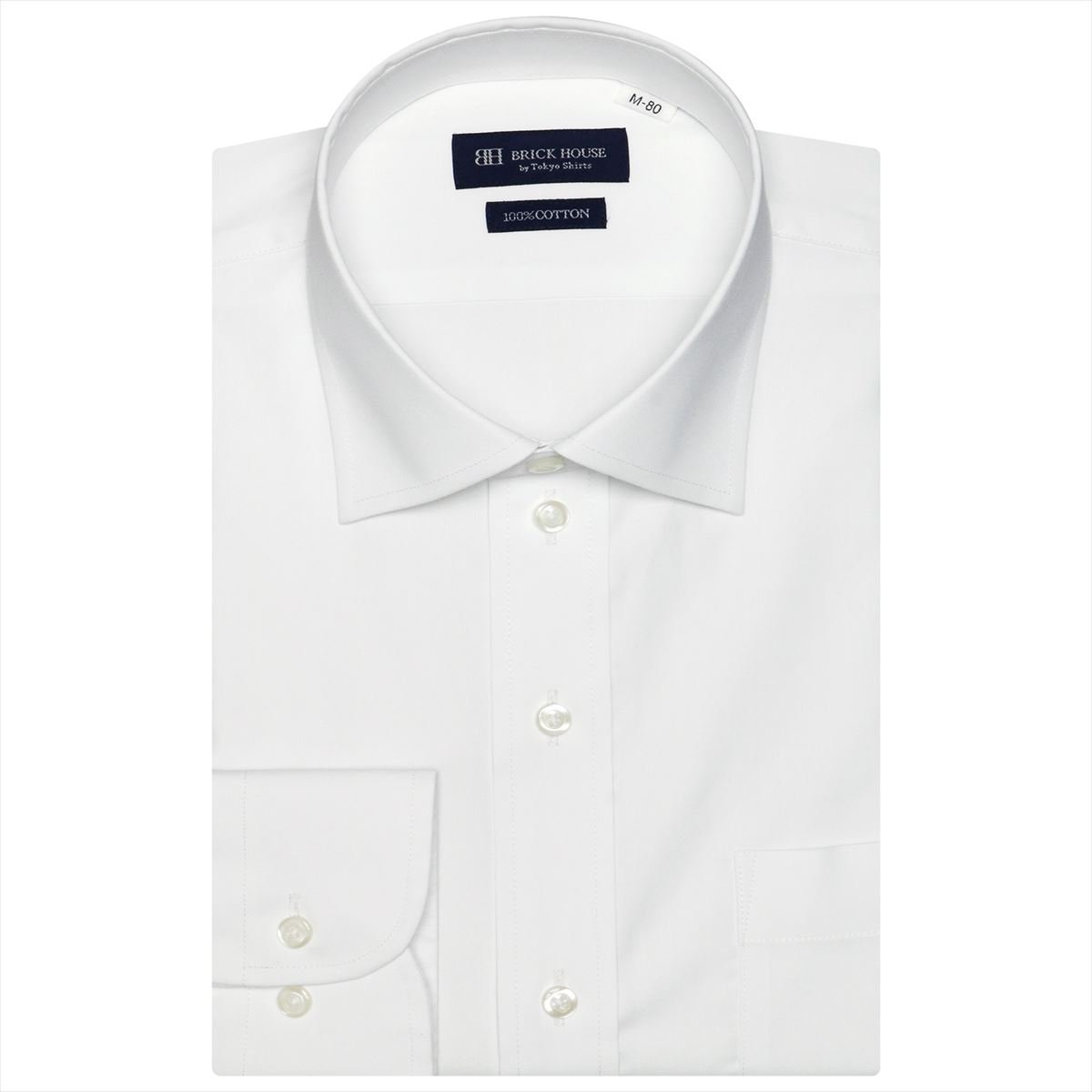 BRICK HOUSE by Tokyo Shirts  形態安定 ワイドカラー 綿100% 長袖 ワイシャツ トーキョーシャツ スーツ・フォーマル Yシャツ・カッターシャツ ホワイト