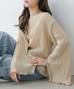 【SALE/58%OFF】emi+ 袖フレアスリットプリーツブラウス エミプラス トップス シャツ・ブラウス ベージュ ホワイト ブラック