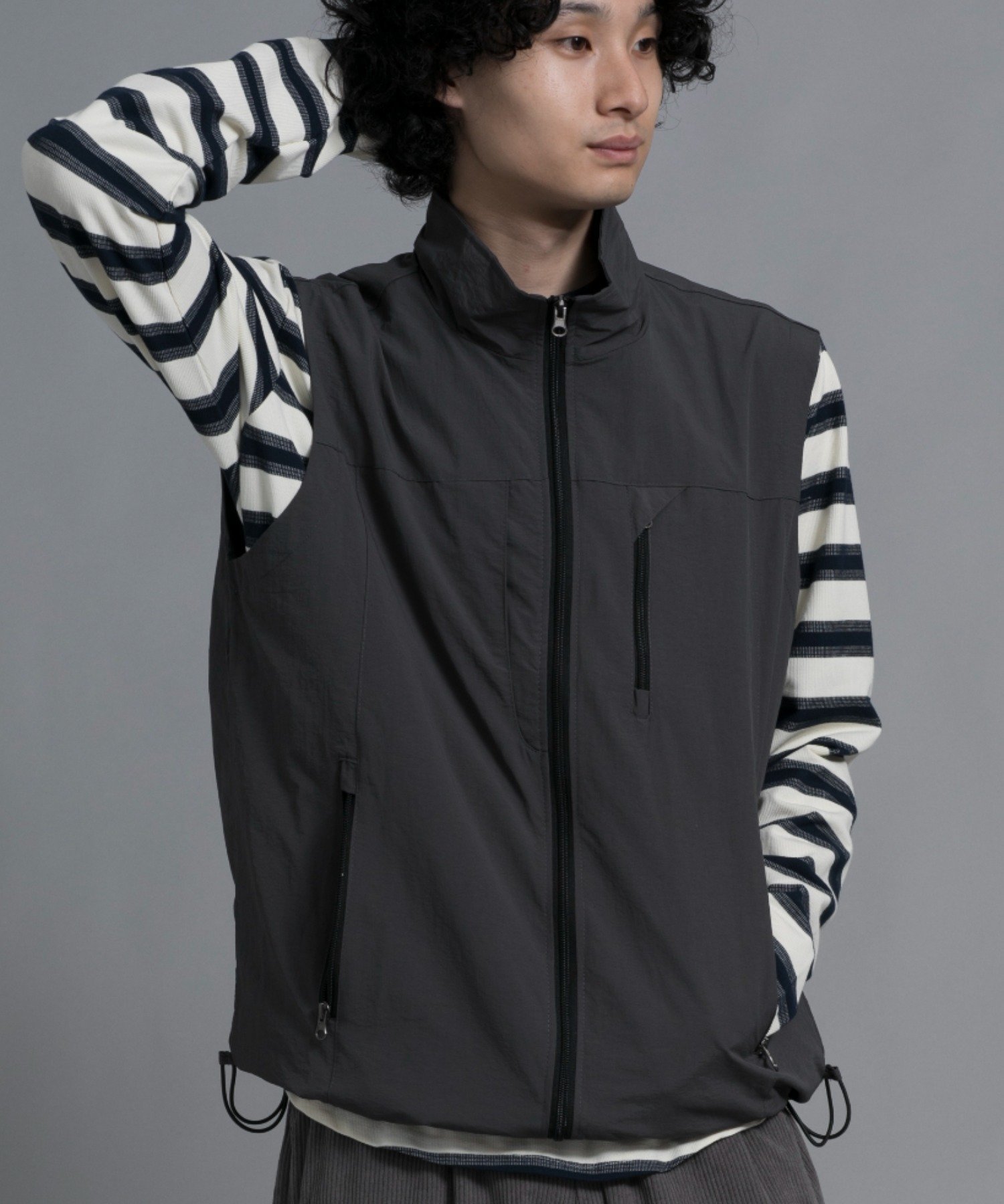 【SALE／20%OFF】aimoha MENS aimoha MEN/ Stylish Active Vest アイモハ トップス ベスト・ジレ グリーン ベージュ グレー ネイビー