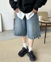 Discoat ビンテージ加工デニムハーフパンツ ディスコート パンツ その他のパンツ ブラック ブルー【送料無料】
