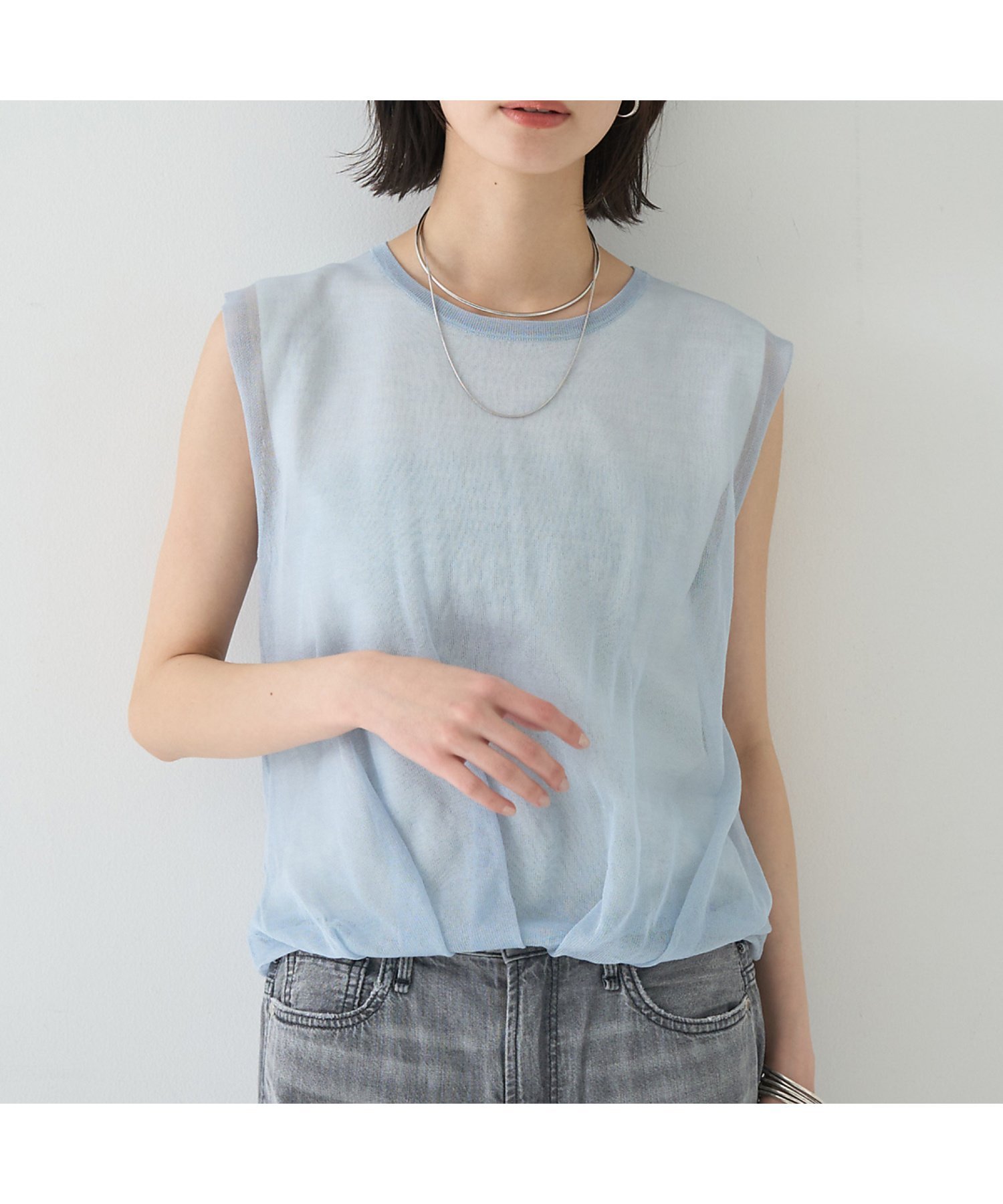 Rouge vif la cle レイヤードニットプルオーバーTシャツ ルージュ・ヴィフ ラクレ トップス ニット ブラック ホワイト ブルー【送料無料】