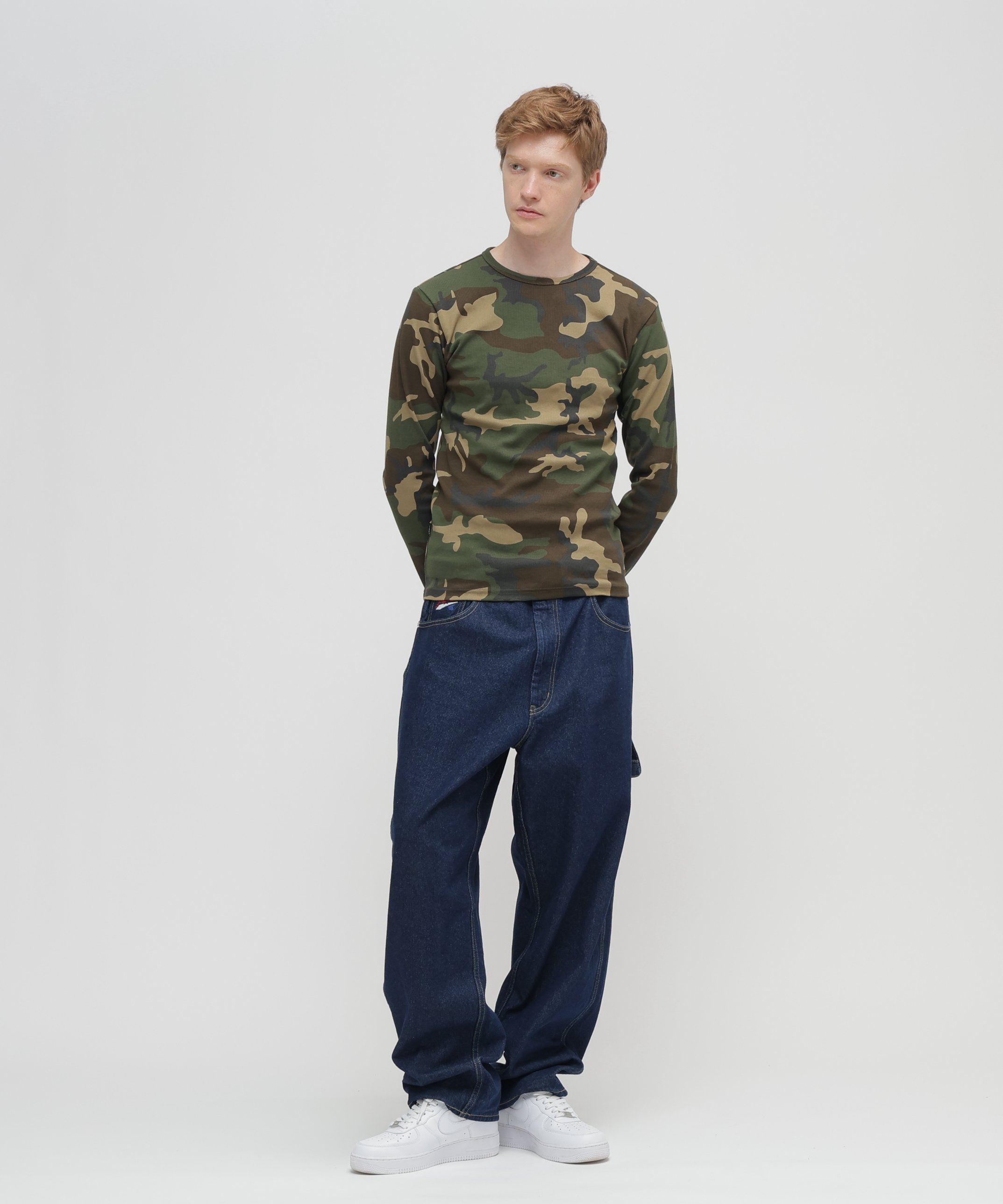 AVIREX 《WEB限定》DAILY RIB LONG SLEEVE CREW NECK T-SHIRT 'CAMOUFLAGE' アヴィレックス トップス カットソー・Tシャツ【送料無料】