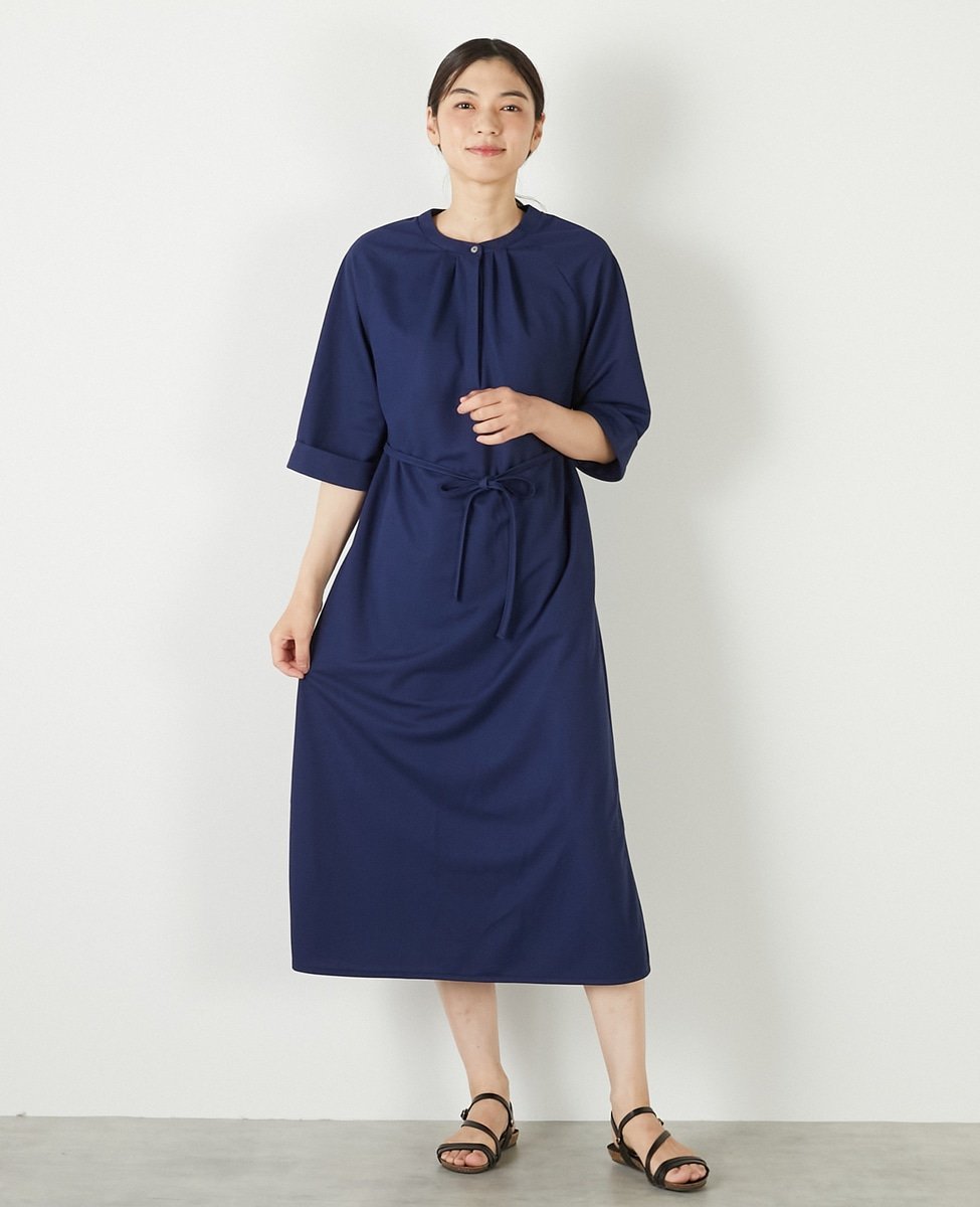 MELROSE CLAIRE 【ナノキャラメルベルテッドカットワンピース】 メルローズクレール ワンピース・ドレス その他のワンピース・ドレス ベージュ カーキグリーン ネイビー