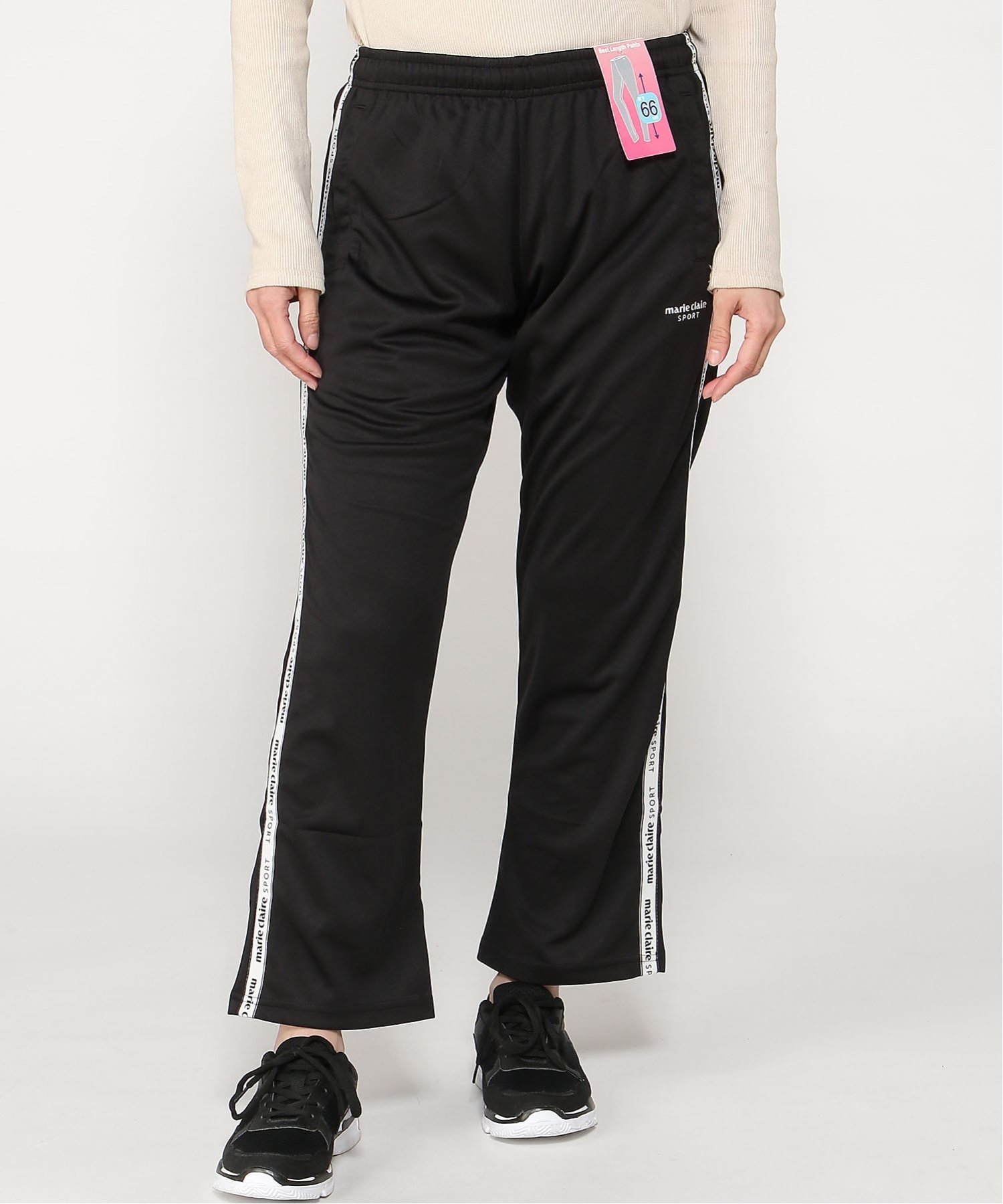 【SALE／21%OFF】marie claire sport marie claire sport/(W)ロゴテープパンツ66丈 ニッキー パンツ ジャージ・スウェットパンツ ネイビー グレー ブラック