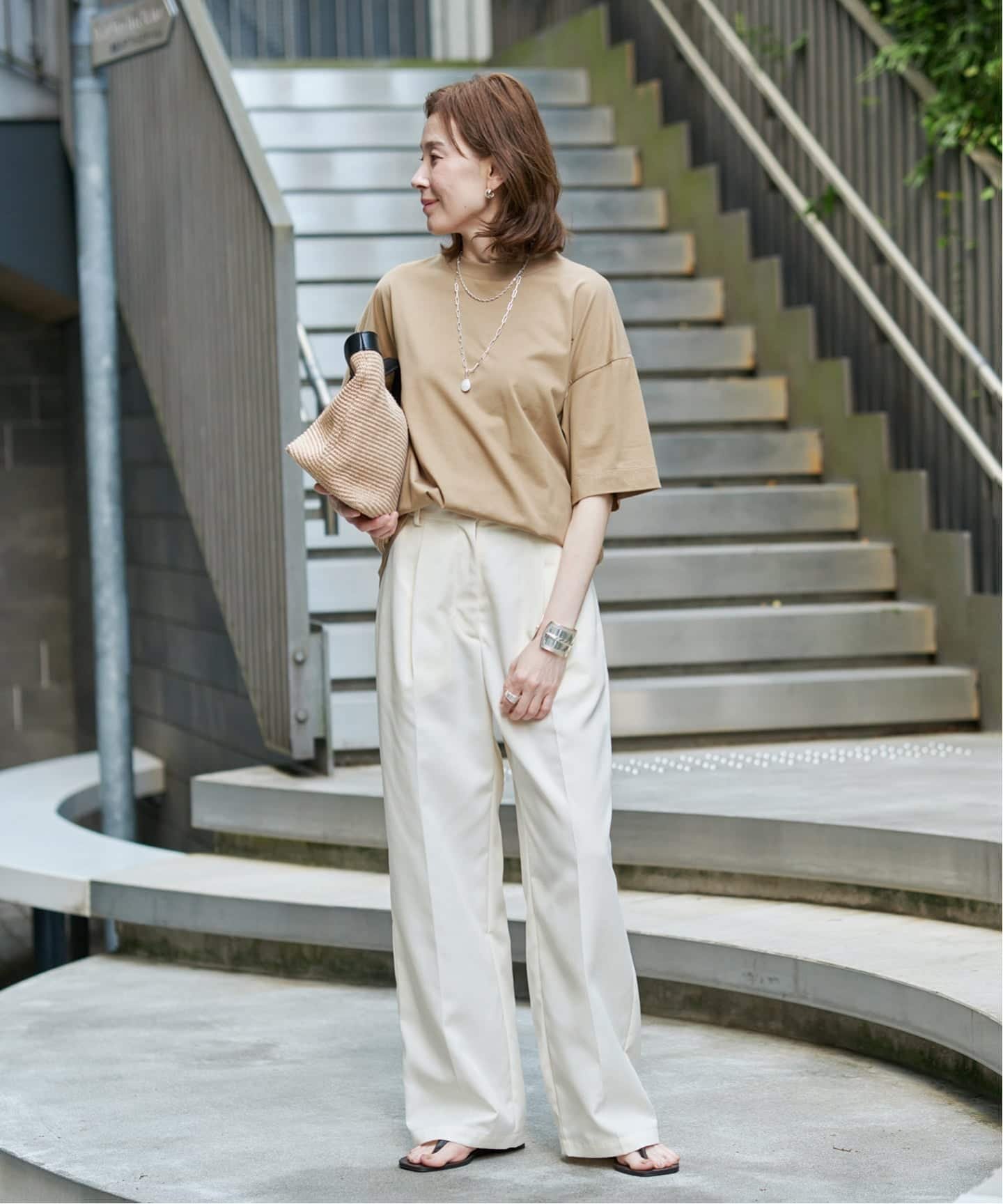 VERMEIL par iena 《手洗い可》チノライクタックワイドパンツ ヴェルメイユ パー イエナ パンツ チノパンツ ネイビー ホワイト