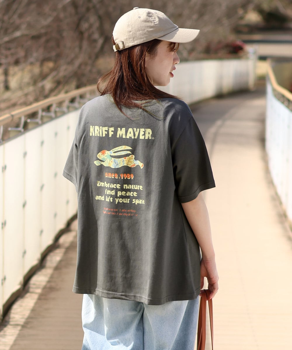 KRIFF MAYER (W)ウェットプロテクトゆるT(ラビット) クリフメイヤー トップス カットソー・Tシャツ イエロー ブルー ネイビー グレー ホワイト
