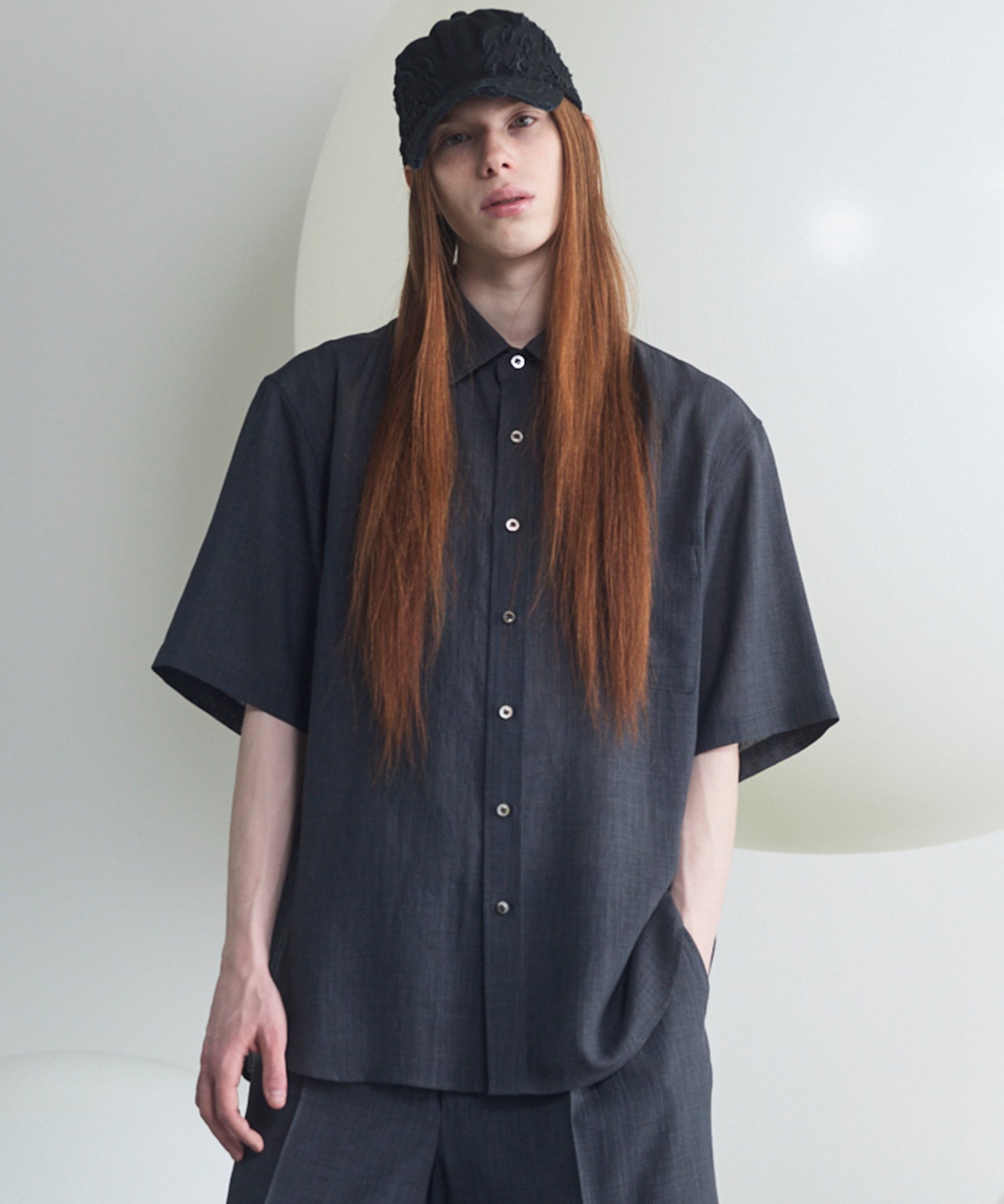MAISON SPECIAL Triacetate Prime-Over Short Sleeve Shirt メゾンスペシャル トップス シャツ・ブラウス ベージュ ブラック グレー