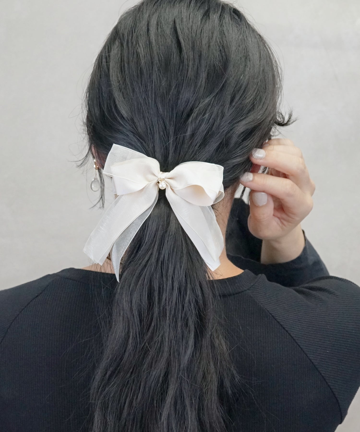 【SALE／50%OFF】Heartdance サテン*オーガンジーリボンフックポニー ヘアカフ ハートダンス ヘアアクセサリー その他のヘアアクセサリー ネイビー