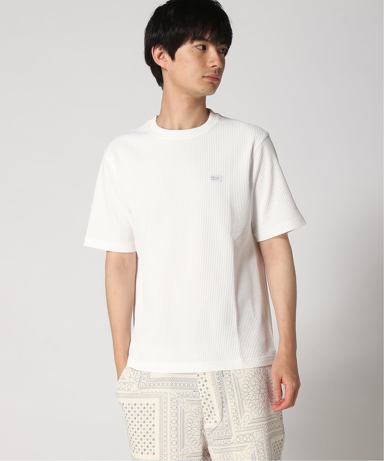 (M)エアワッフル Tシャツ クロコダイル トップス カットソー・Tシャツ ホワイト ブラック