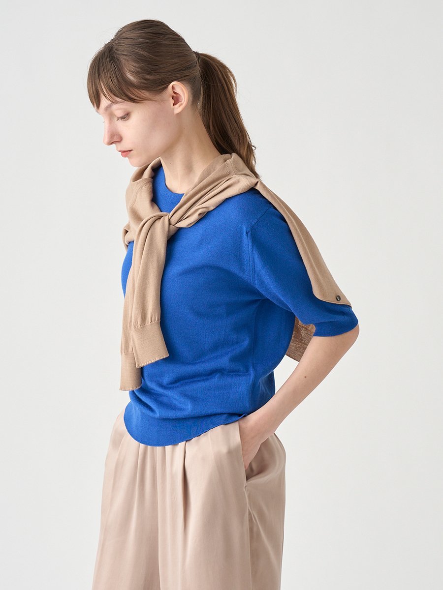 JOHN SMEDLEY クルーネック半袖ニットプルオーバー ｜ ESTA ｜ 30G MODERN FIT ジョンスメドレー トップス ニット ブルー【送料無料】