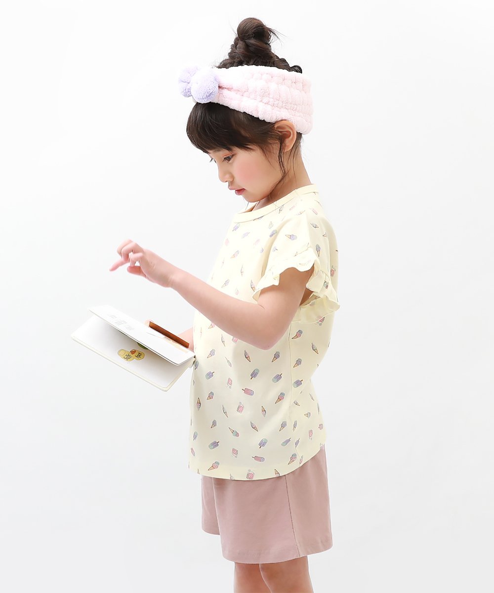 devirock 綿100% ガールズ フリル半袖パジャマ 子供服 キッズ 女の子 パジャマ 26S...