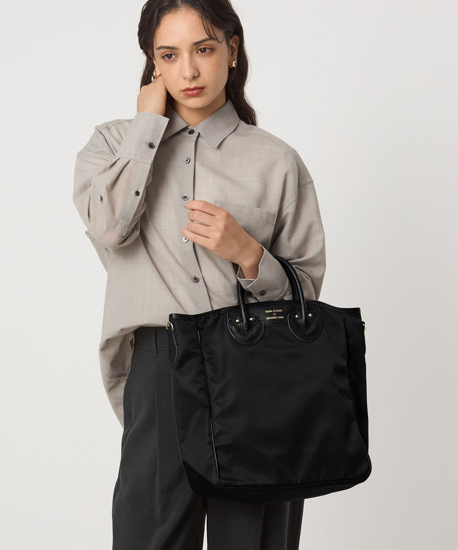 UNITED ARROWS green label relaxing ＜YOUNG&OLSEN The DRYGOODS STORE＞トートバッグ ミディアム ユナイテッドアローズ グリーンレーベルリラクシング バッグ トートバッグ ブラック【送料無料】