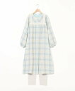 KID BLUE (W)トリプルガーゼオンブレーチェック 長袖ナイティ キッドブルー インナー・ルームウェア パジャマ グレー ピンク ブルー【送料無料】