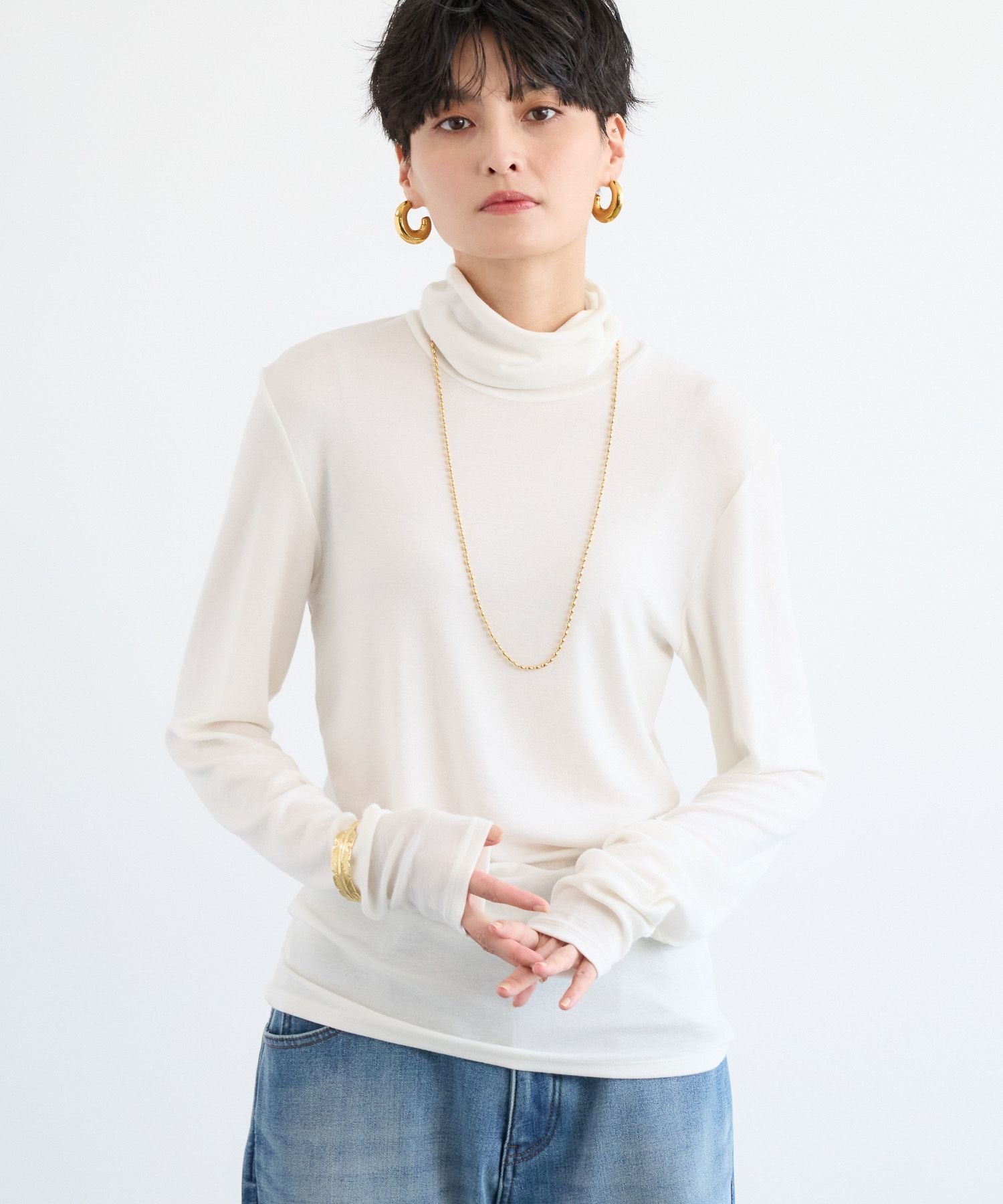 BARNYARDSTORM ライトカットタートルプルオーバー / ハンドウォッシャブル バンヤードストーム トップス カットソー・Tシャツ カーキグリーン ブラック ホワイト【送料無料】のサムネイル