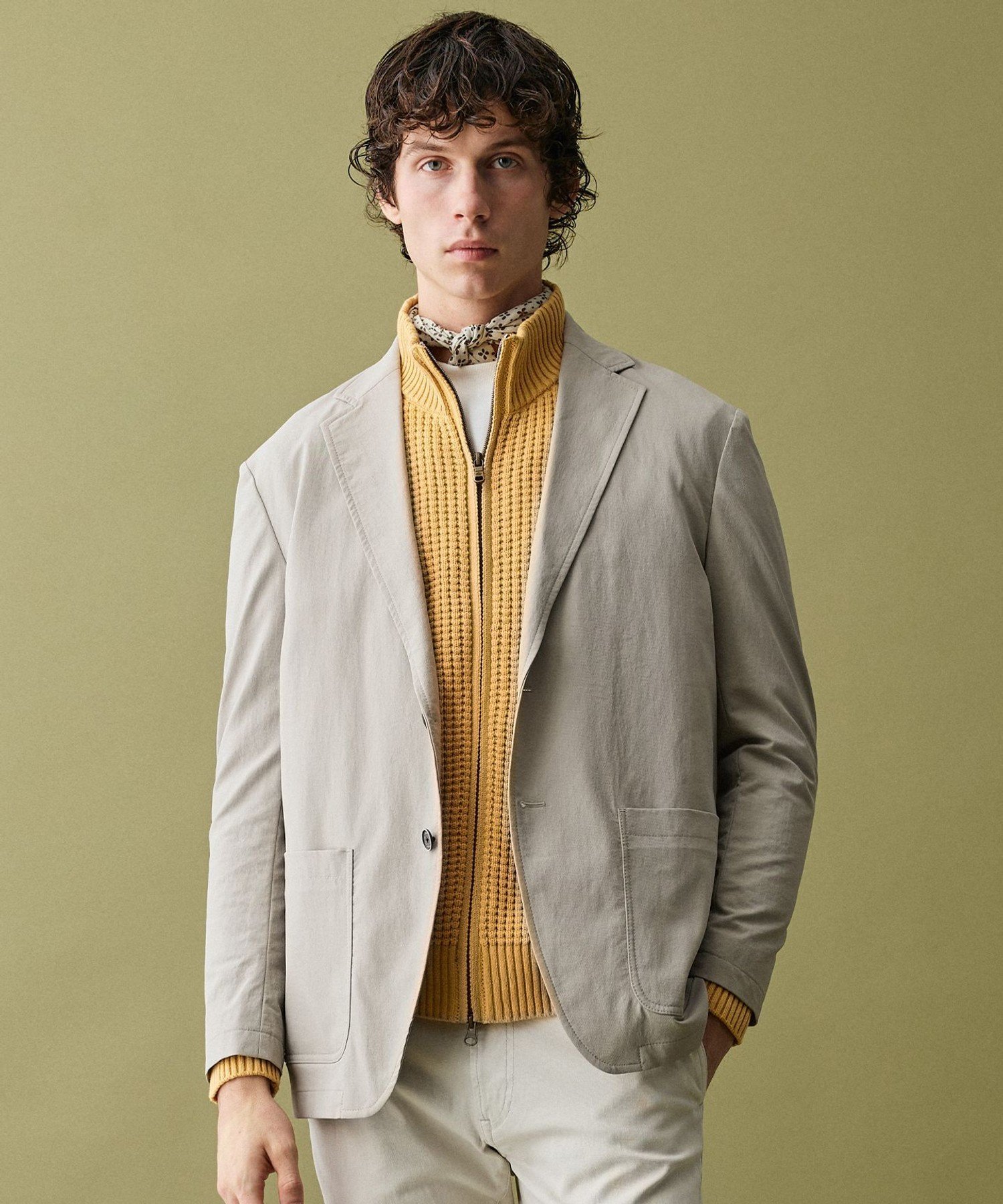 JOSEPH ABBOUD 【日本製】RCF綿ローン 小紋柄プリント スカーフ ジョセフアブード ファッション雑貨 スカーフ・バンダナ ベージュ【送料無料】