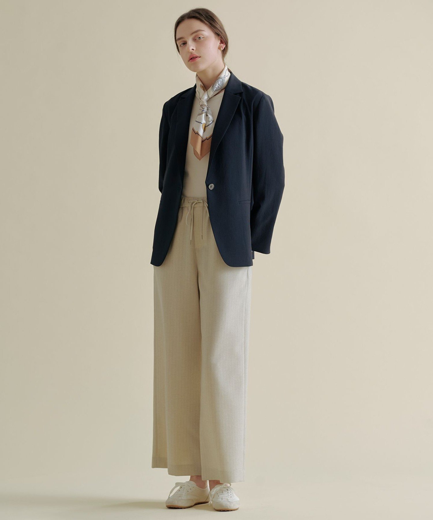 J.PRESS LADIES L ペンシル SLUB STRIPE ワイド イージー パンツ ジェイプレス パンツ その他のパンツ ネイビー