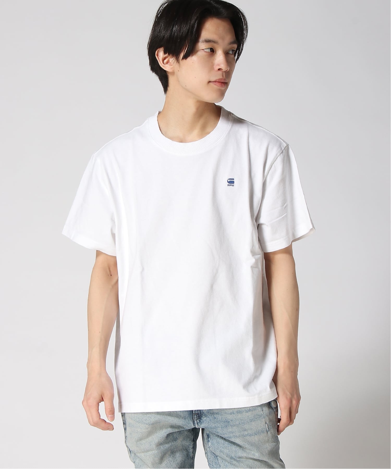 【公式ショップ】BACK G-NO LOOSE GRAPHIC T-SHIRT/オーバーサイズバックグラフィックプリントTシャツ/ビッグシルエット ジースターロゥ トップス カットソー・Tシャツ ホワイト