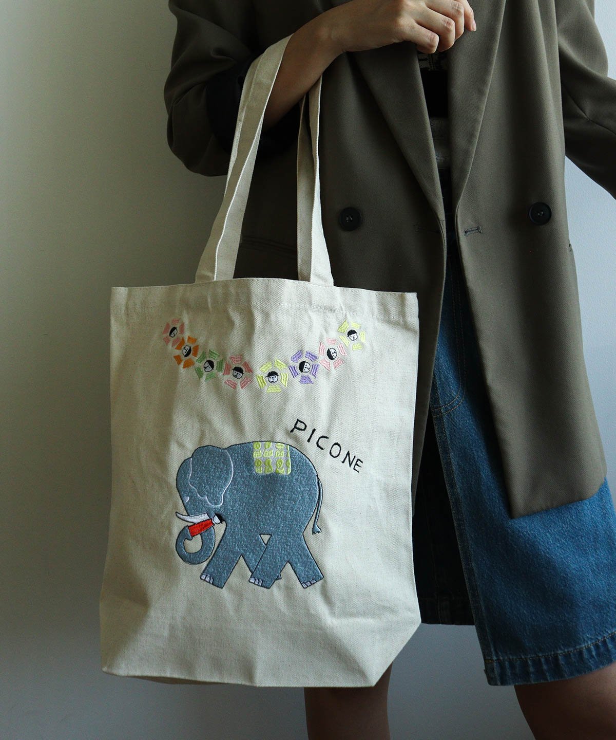 CASA PICONE 刺繍トートバッグ カーサ ピッコーネ バッグ トートバッグ ブルー ブラック【送料無料】