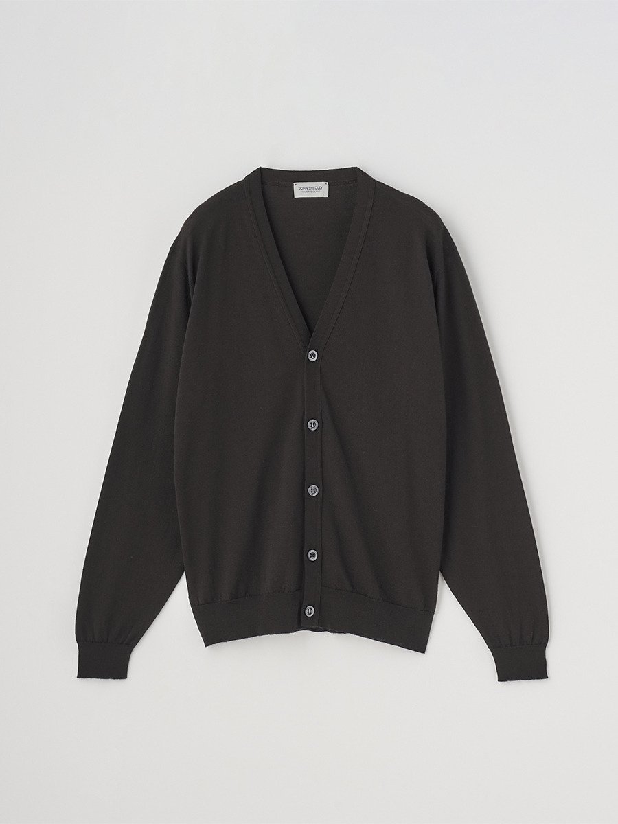 JOHN SMEDLEY Vネック長袖ニットカーディガン ｜ HALIN ｜ 30G MODERN FIT ジョンスメドレー トップス ニット ブラウン【送料無料】