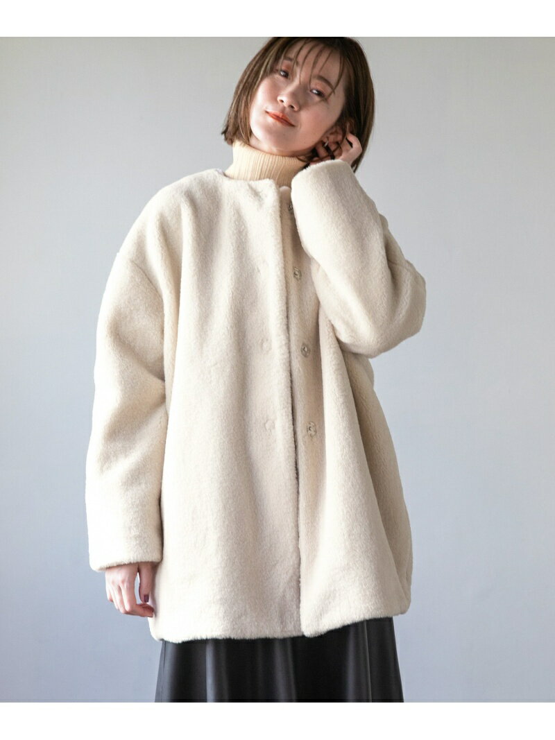 apart by lowrys Poボアノーカラーコート アパートバイローリーズ ジャケット・アウター その他のジャケット・アウター ベージュ グレー ブラウン ブラック【送料無料】のサムネイル