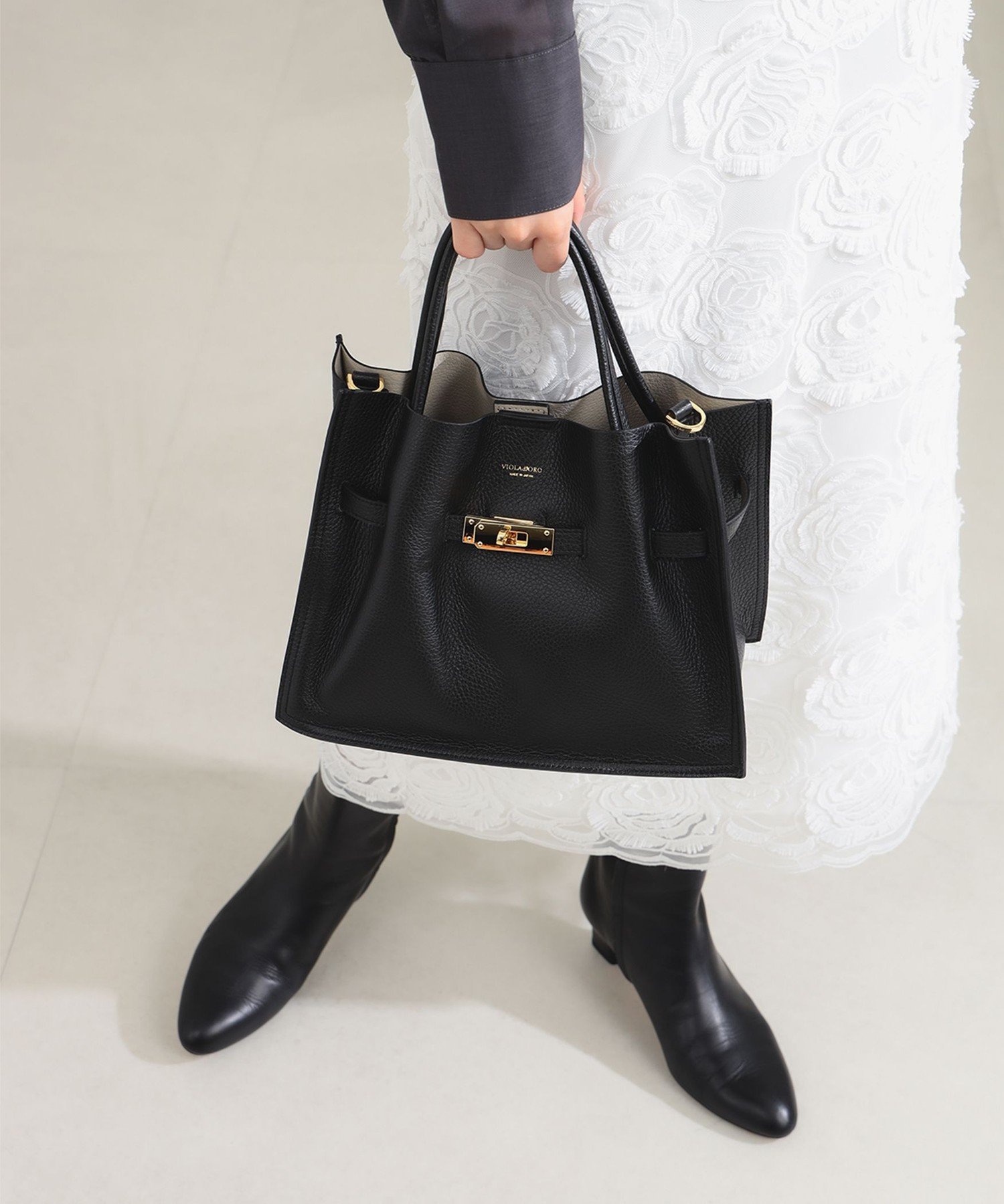 Demi-Luxe BEAMS VIOLAd'ORO / TRERO シュリンク クロア トートバッグ M デミルクス ビームス バッグ トートバッグ ホワイト ブラック グレー【送料無料】のサムネイル