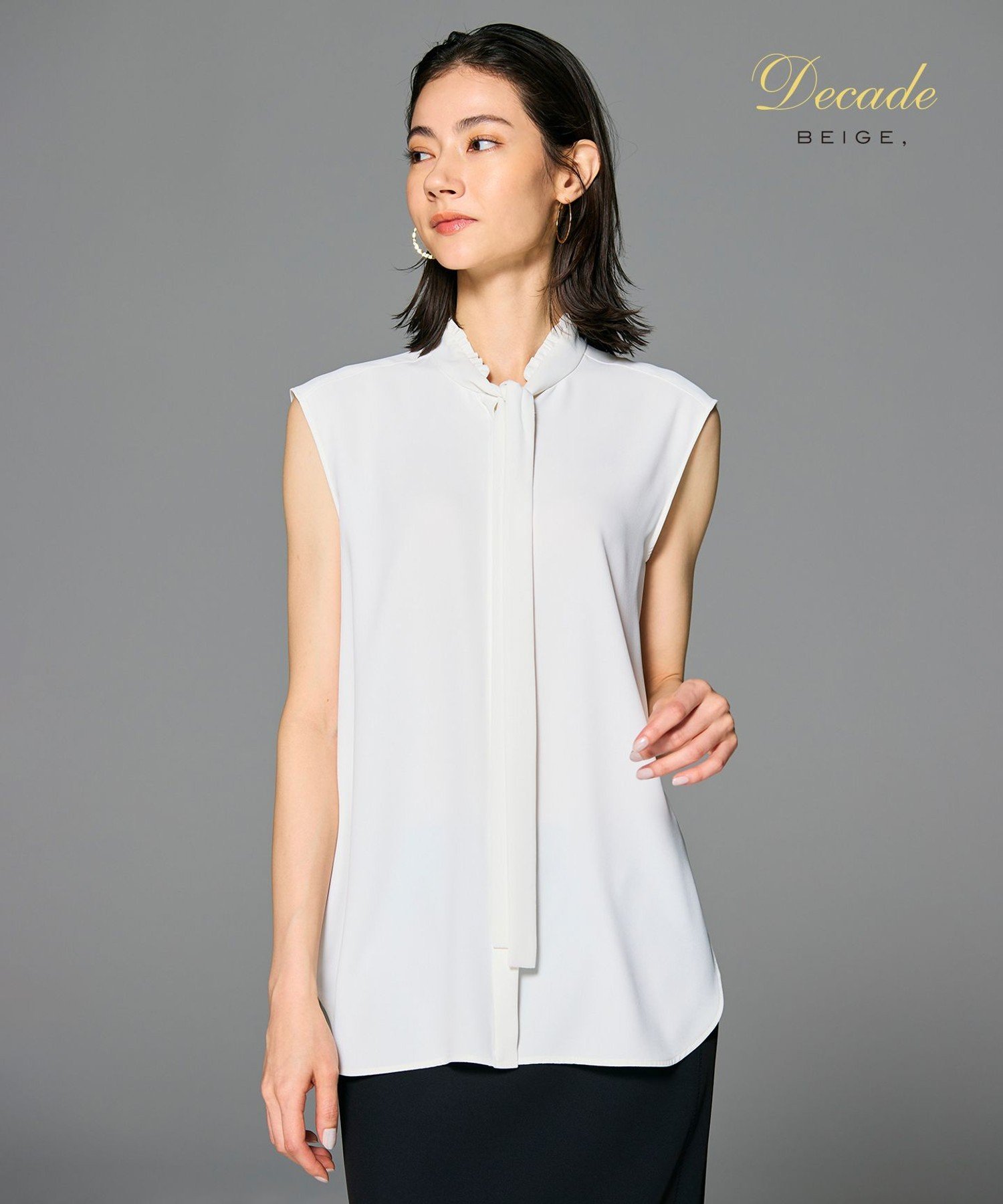 BEIGE, 【洗える】EVA / ボウタイブラウス ベイジ, トップス シャツ・ブラウス ホワイト ブラック ブル..