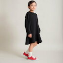 branshes 【WEB限定/DRC/やわらか薄手裏毛】裾フレア切替・袖ボリューム長袖ワンピース ブランシェス ワンピース・ドレス ワンピース ブラック グレー ブルー パープル