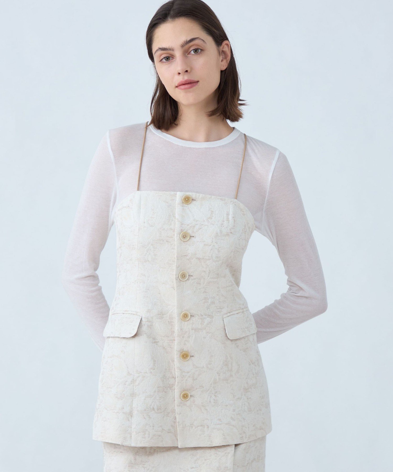 【SALE／50%OFF】SOULEIADO ボタニカルジャカード ビスチェ トゥモローランド トップス その他のトップス ベージュ【送料無料】