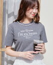 【SALE/10%OFF】MAJESTIC LEGON パールネックロゴTシャツ マジェスティックレゴン トップス カットソー・Tシャツ ブラック ホワイト グ...