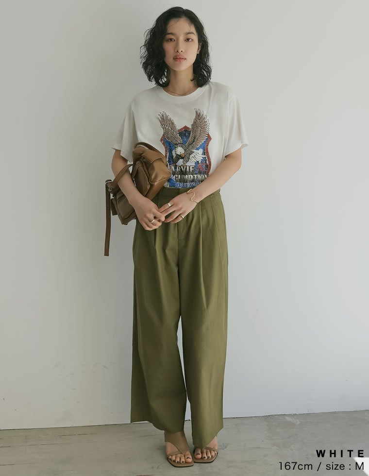 Re:EDIT コットンイーグルプリントTシャツ リエディ トップス カットソー・Tシャツ グレー ホワイト stylife-15053269 Rakuten Fashion サンプル画像3