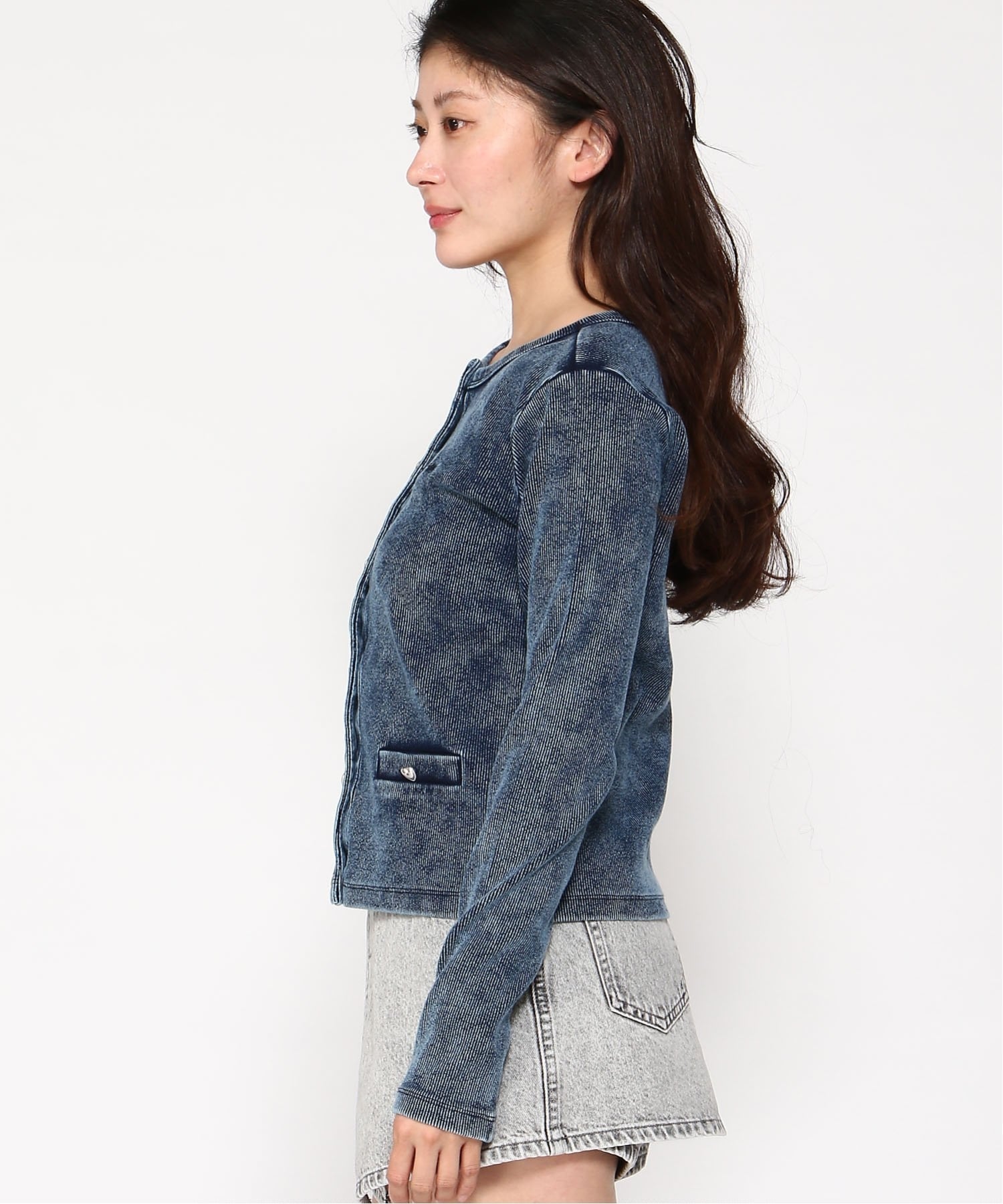 GUESS カーディガン (W)LADIES' Knit Cardigan ゲス トップス カーディガン ネイビー
