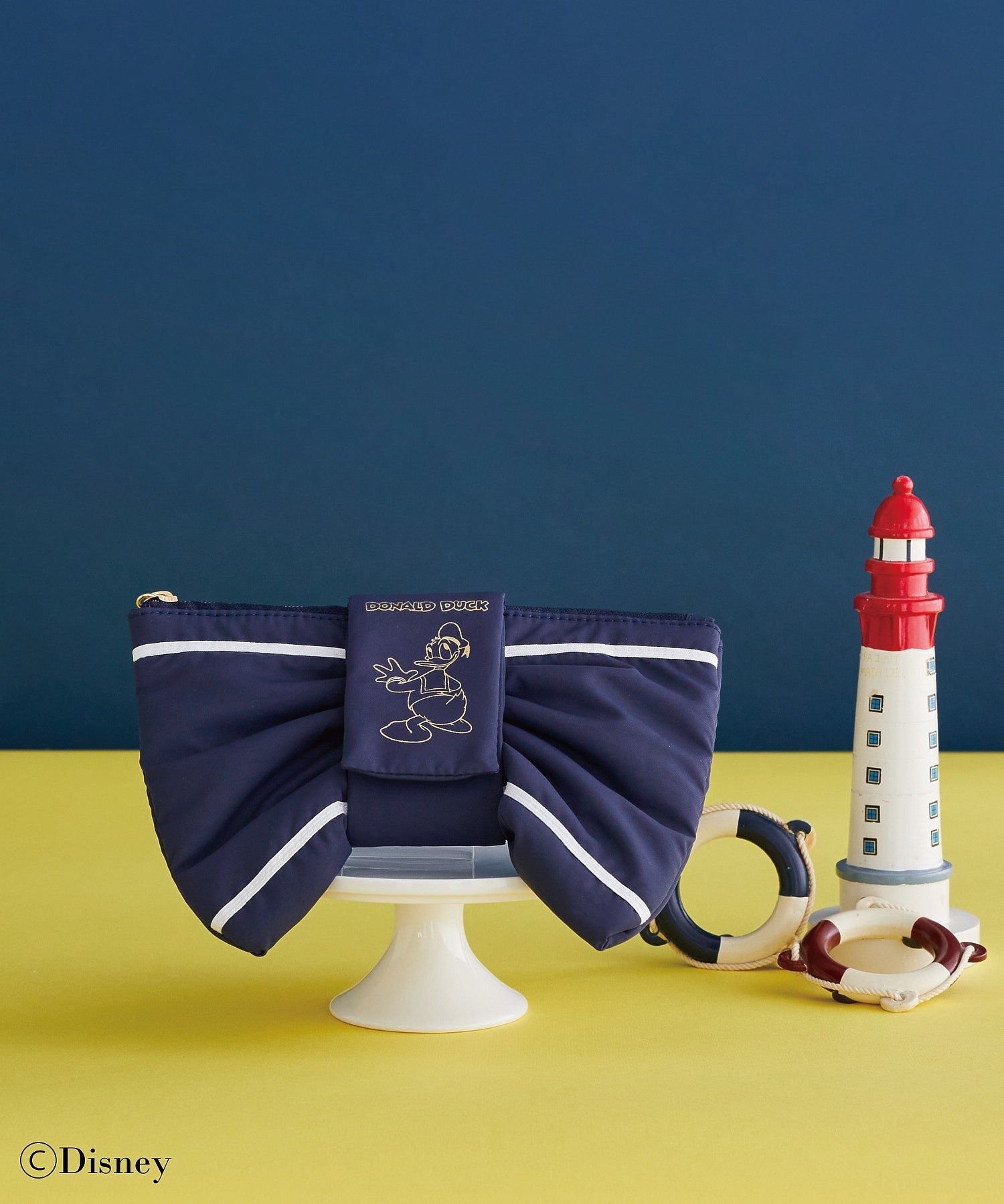 Maison de FLEUR Donald Duck/リボンポーチ メゾン ド フルール 財布・ポーチ・ケース ポーチ ネイビー..