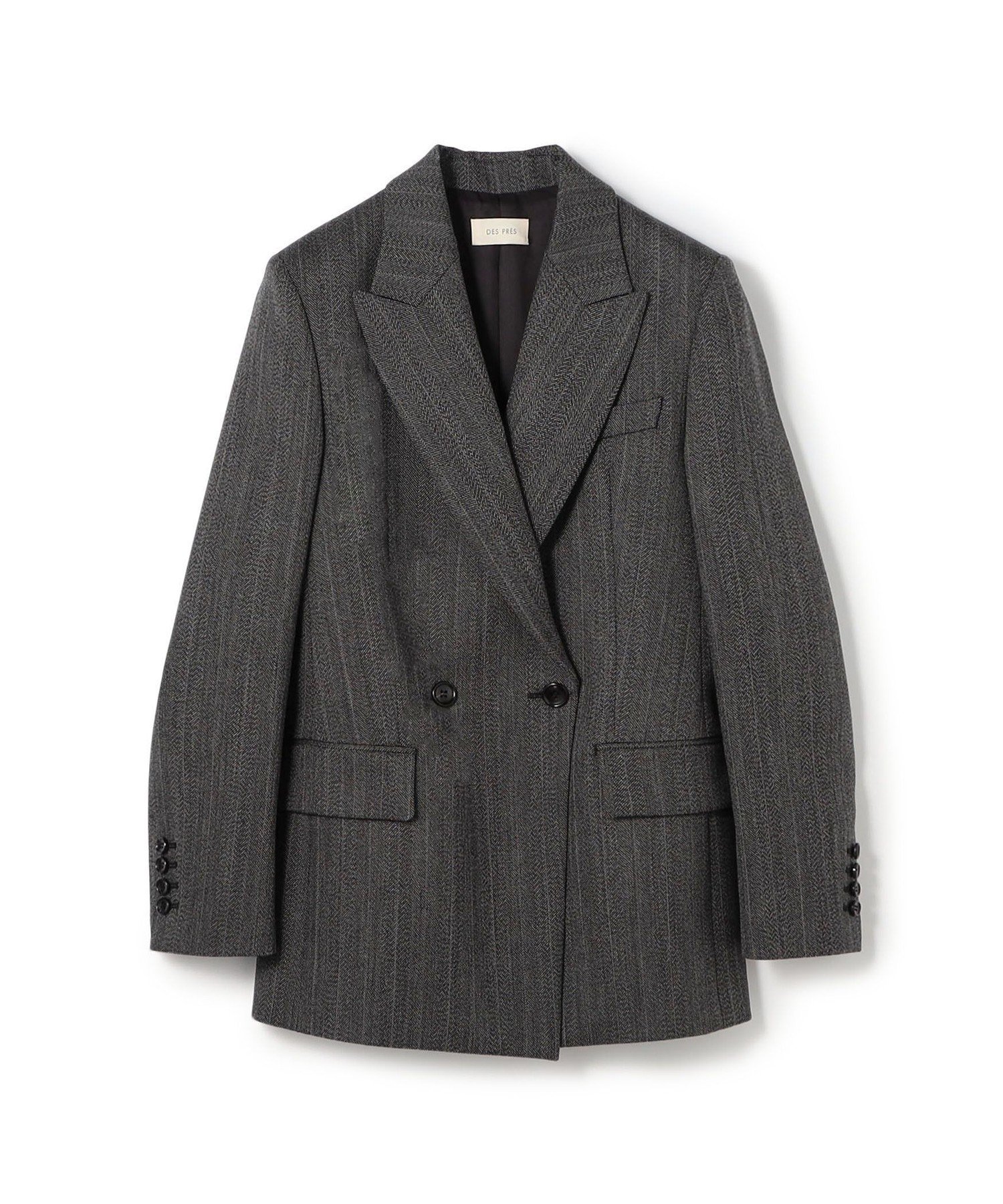 DES PRES シェトランドへリンボーン テーラードジャケット トゥモローランド ジャケット・アウター テーラードジャケット・ブレザー グレー【送料無料】