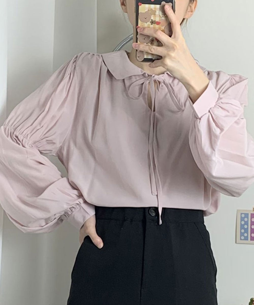 VIVIDLADY VIVIDLADY/(W)リボンブラウス ビビッドレディー トップス シャツ・ブラウス ピンク ブルー