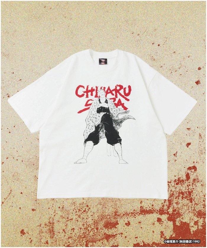 FREAK'S STORE 刃牙 「不屈/柴千春」 プリント クルーネック Tシャツ フリークスストア トップス カットソー・Tシャツ ホワイト ブラック【送料無料】
