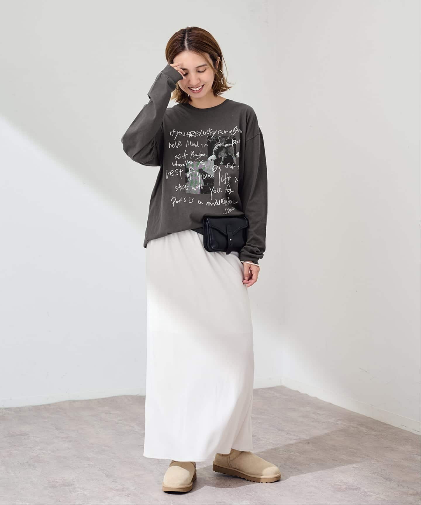 ≪予約≫J.J.Mercer / ジェイジェイマーサー 別注フォトT PARIS フレームワーク トップス カットソー・Tシャツ ホワイト グレー