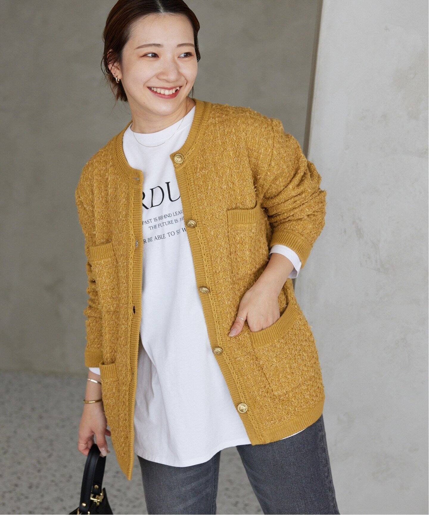 楽天Rakuten FashionJOURNAL STANDARD relume 《一部店舗+WEB限定》TWEEDYニットジャケット ジャーナル スタンダード レリューム トップス カーディガン イエロー【送料無料】