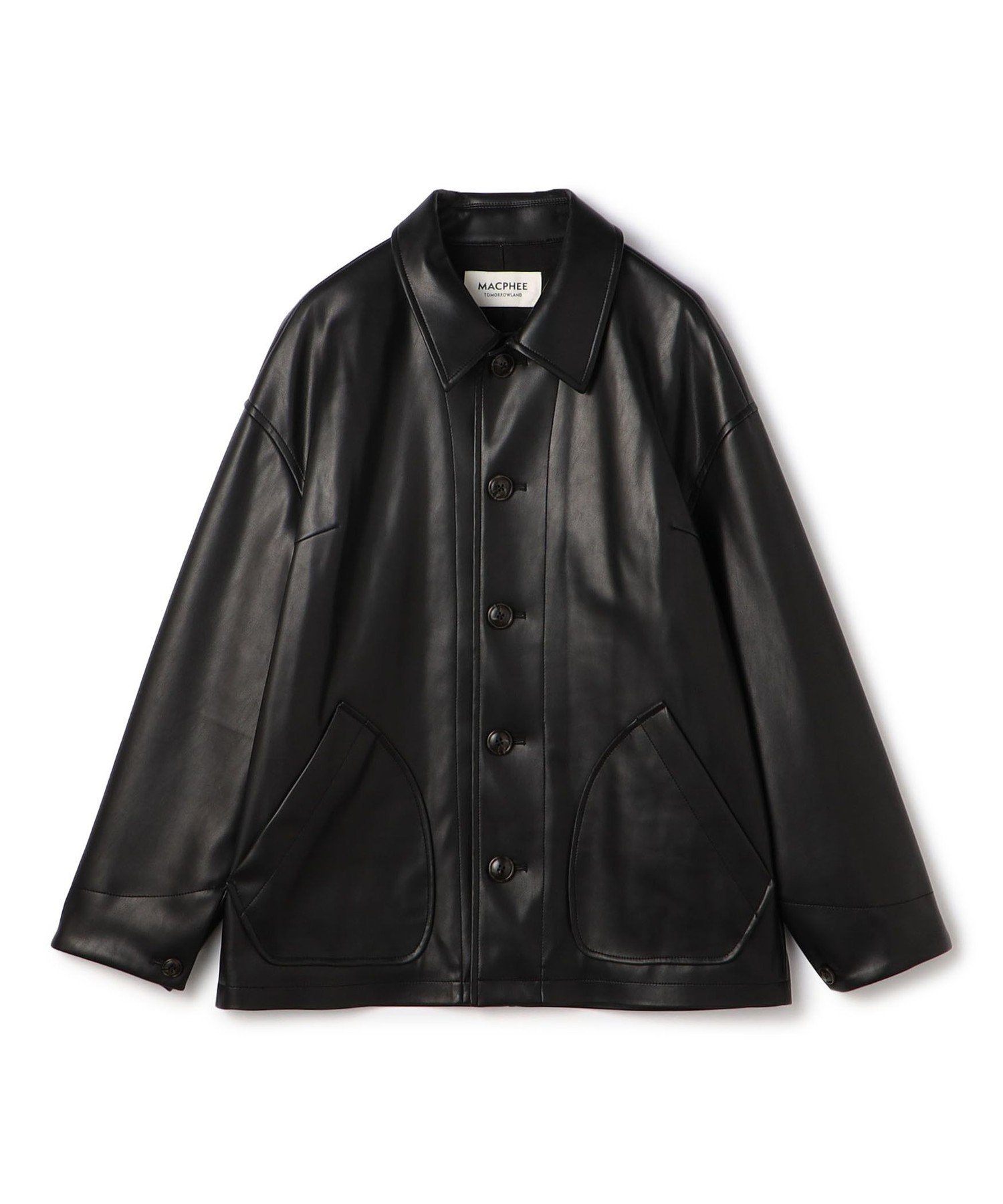 MACPHEE レザーライク カバーオール トゥモローランド ジャケット・アウター カバーオール・ワークジャケット ブラック ベージュ【送料無料】