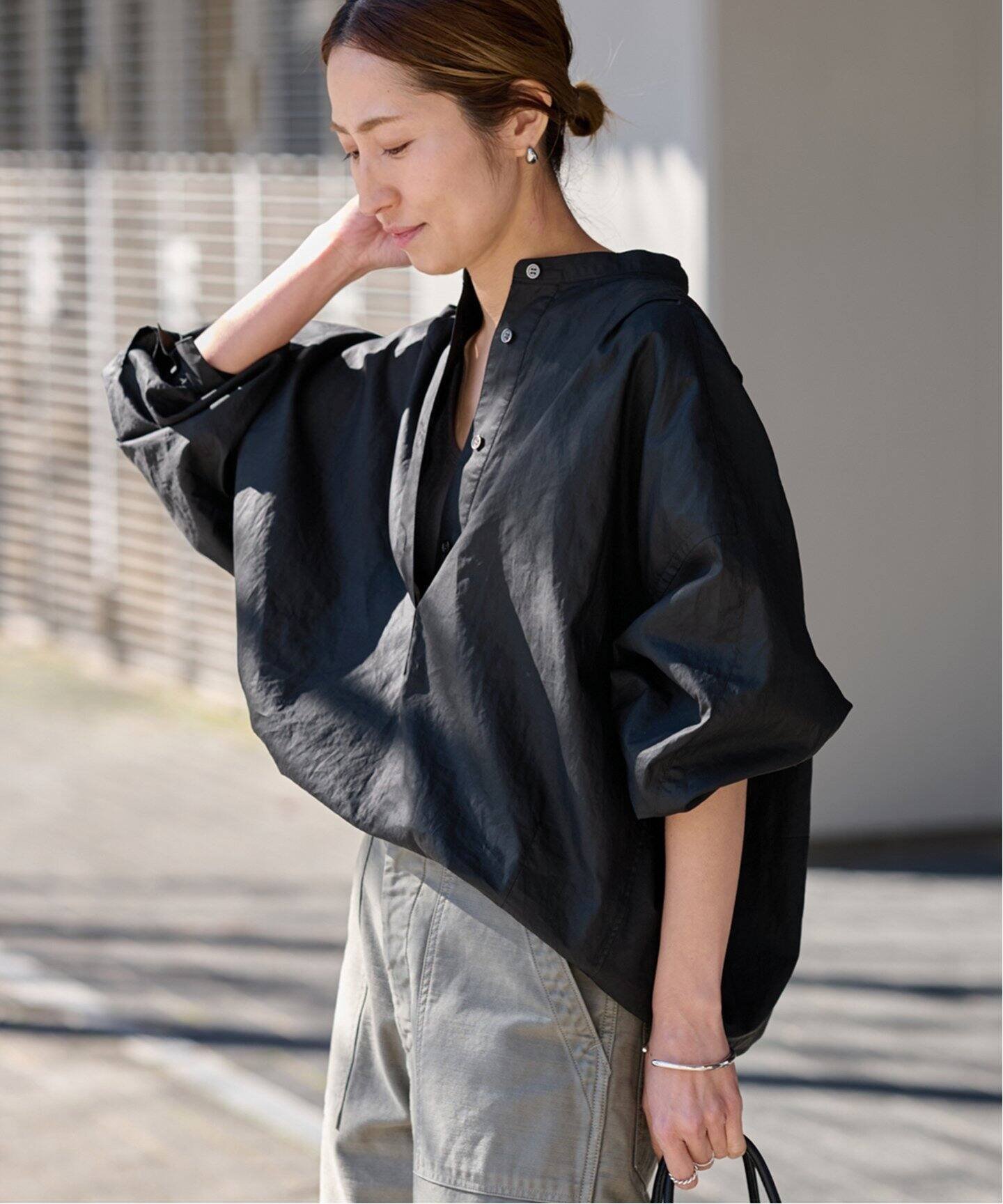 FRAMeWORK タイプライターコクーンブラウス フレームワーク トップス シャツ・ブラウス ホワイト ブルー【送料無料】のサムネイル