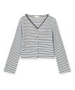 【SALE/40%OFF】Ballsey ランダムリブボーダー ショートカーディガン トゥモローランド トップス カーディガン ネイビー ホワイト【送料無料】