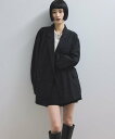 ADAM ET ROPE' FEMME 【WEB限定】ダブルブレストシャツジャケット アダムエロペ ジャケット・アウター テーラードジャケット・ブレザー ブラック【送料無料】