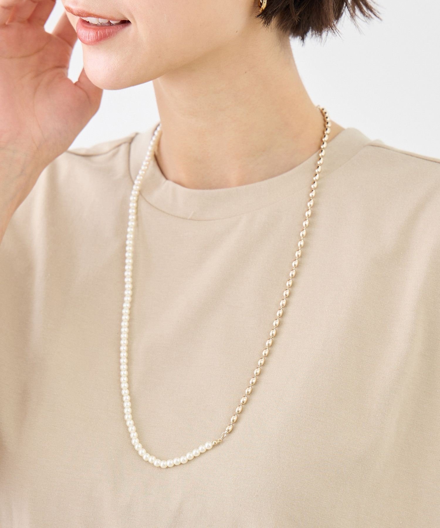 ROPE' PICNIC PASSAGE 2WAYパールコンビロングネックレス ロペピクニック アクセサリー・腕時計 ネックレス シルバー ゴールド