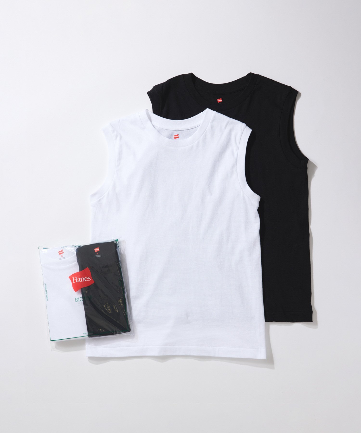 BIOTOP 【Hanes for BIOTOP】Sleeveless T-Shirts アダムエロペ トップス カットソー・Tシャツ ブラック ベージュ ネイビー【送料無料】