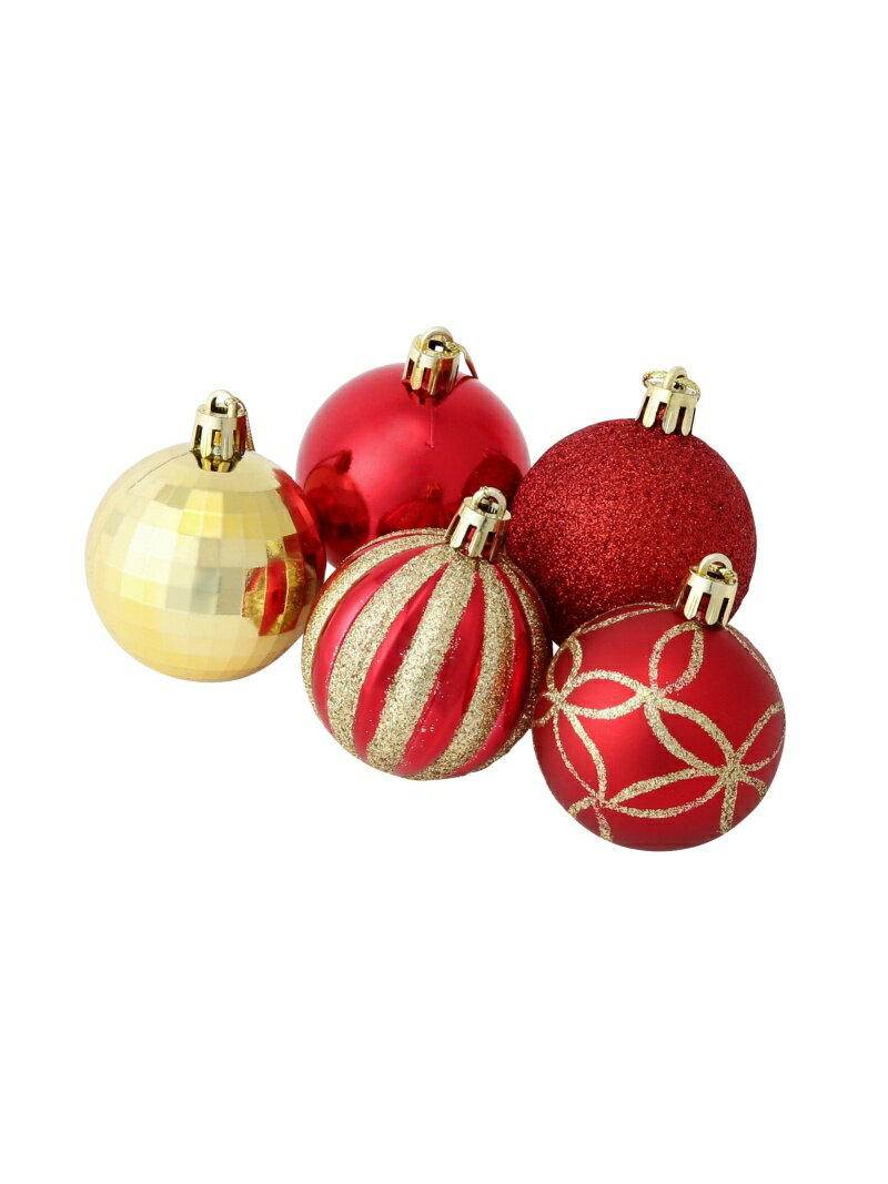まさにクリスマスの定番ともいえる、「レッド（赤）」「ゴールド」のボール型オーナメント。嬉しいことに、同じ「レッド」のボールでも、テクスチャーや柄違いで、数種類用意されています。なかには、あえてツヤ消ししているラメのボールも。

80cmくらいの小型のクリスマスツリーに、バランスよく飾れる量のセット内容になっています。