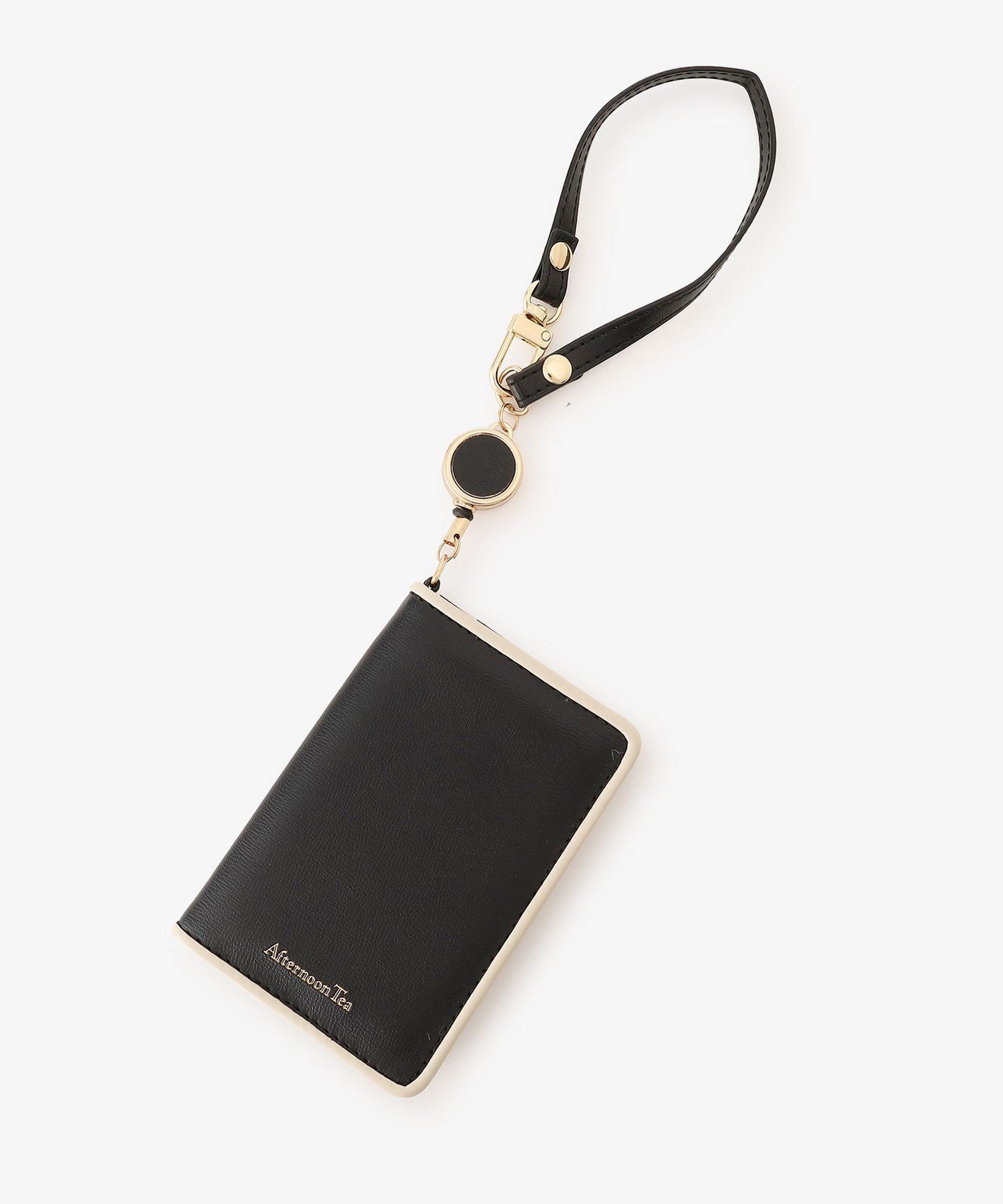 【SALE／30%OFF】Afternoon Tea LIVING パイピング折りたたみコードリール付きパスケース アフタヌーンティー・リビング 財布・ポーチ・ケース パスケース・定期入れ ブラック パープル ホワイトのサムネイル