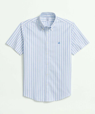 【SALE/20%OFF】BROOKS BROTHERS ノンアイロン ストレッチオックスフォード ボールドストライプ ショートスリーブ カジュアルシャツ Regular Fit ブルックス ブラザーズ トップス シャツ・ブラウス ブルー パープル【送料無料】