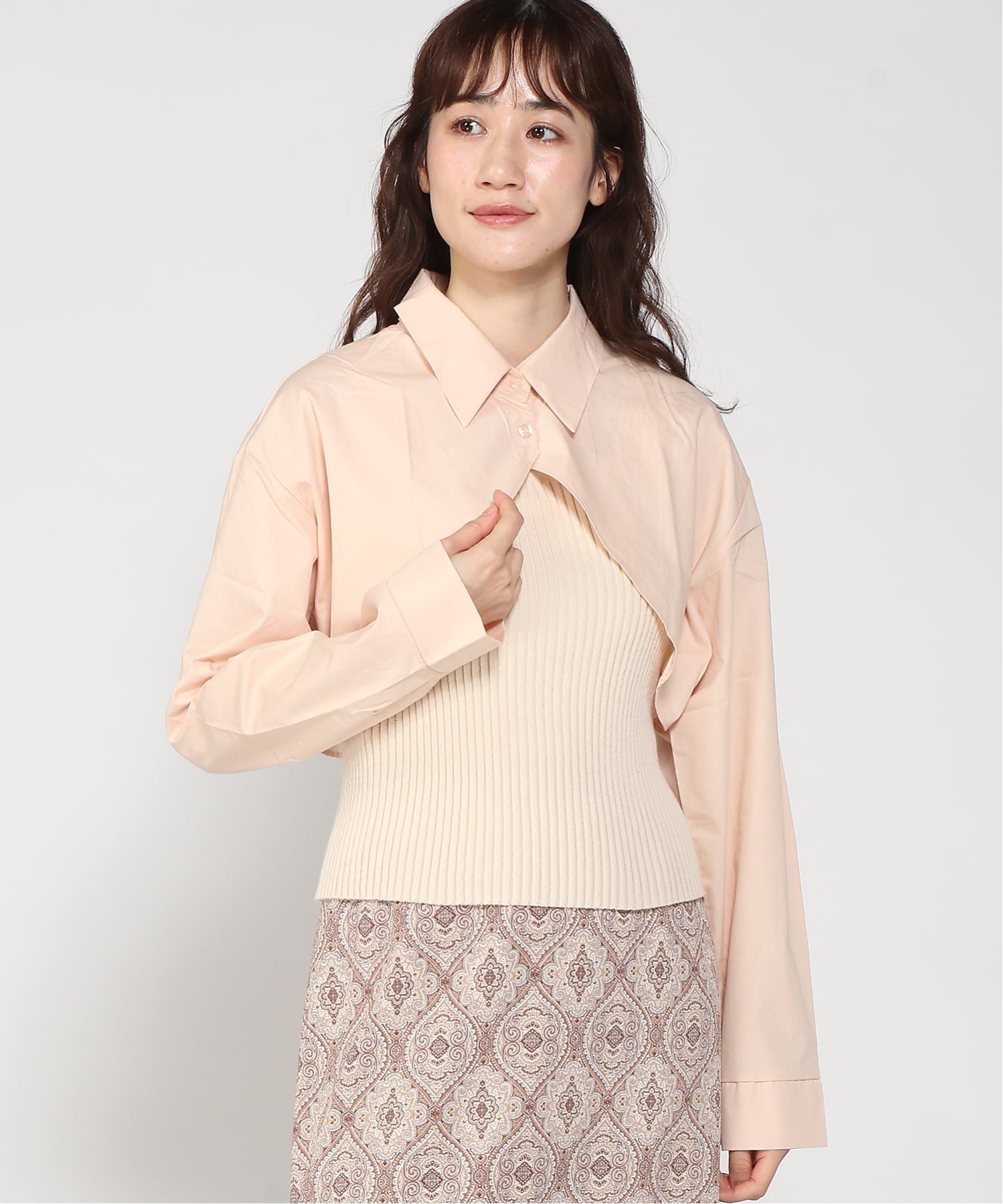 VIVIDLADY VIVIDLADY/(W)ボレロクロップド丈シャツ ビビッドレディー トップス シャツ・ブラウス ベージュ