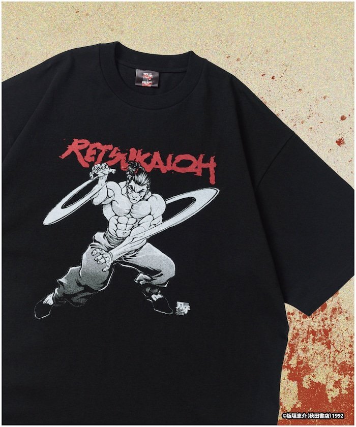 刃牙 「拳勇/烈海王」 プリント クルーネック Tシャツ フリークスストア トップス カットソー・Tシャツ ブラック ホワイト